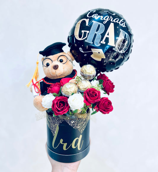 Graduation Foil Balloon Bear Box